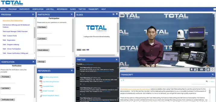 Total Webcasting's live event streaming platform.